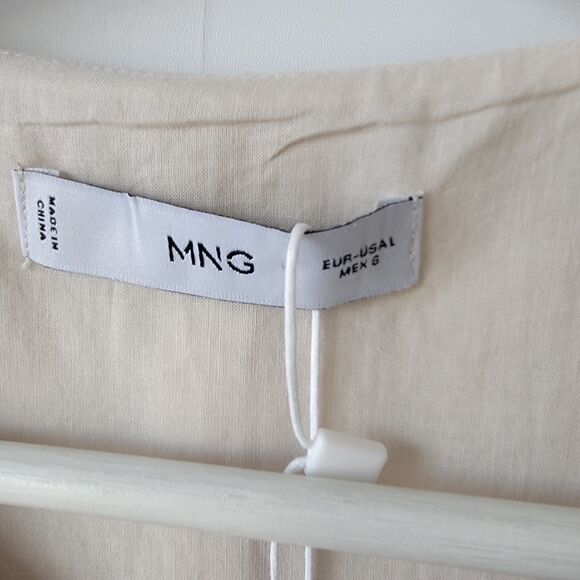 MANGO Women's Embroidered Linen Vest size L Crewneck Lined - Picture 6 of 8